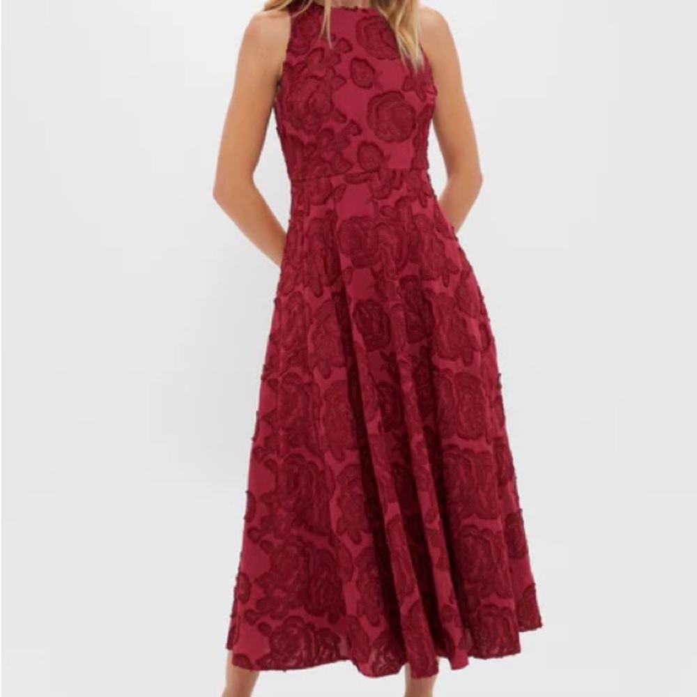 Tuckernuck Burgundy Floral Midi Dress